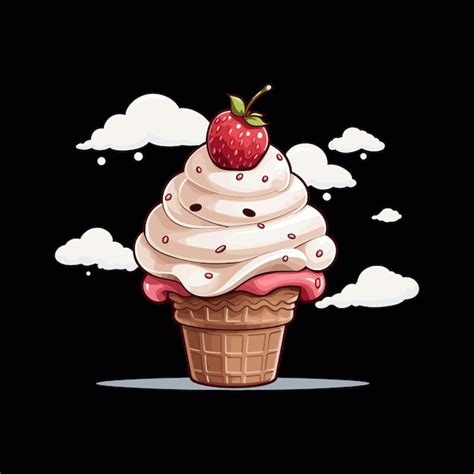 Premium Vector A Cute Cartoon Ice Cream Vector Illustration