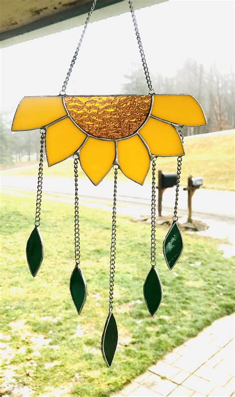 Sunflower Stained Glass Windchime Sun Catcher Wind Chime Suncatcher By Laheir Etsy In 2024