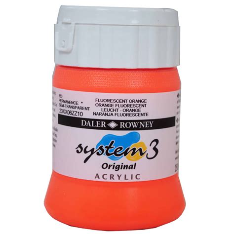 Daler Rowney System 3 Original Acrylic Paint 250ml Fluorescent Orange