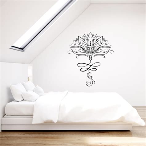 Vinyl Wall Decal Lotus Flower Ornament Yoga Studio Decor Stickers 396