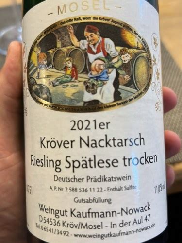 Kaufmann Nowack Kröver Nacktarsch Riesling Spätlese Trocken Vivino US