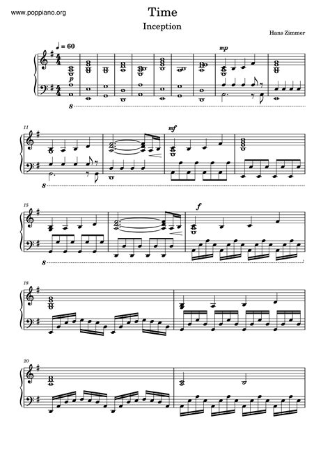 Inception - Time | Sheet Music | Piano Score Free PDF Download | HK Pop ...