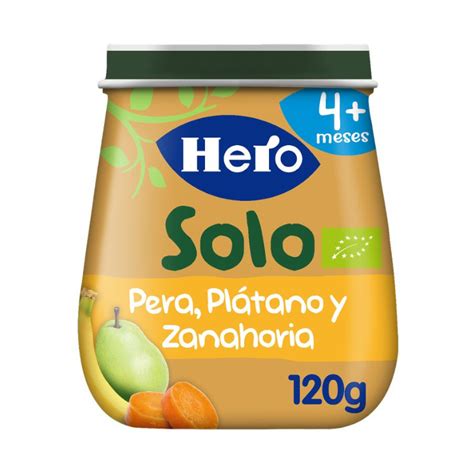 Alimenta A Tu Bebé Con Hero Solo Pera Plátano Y Zanahoria Eco 120g 4m