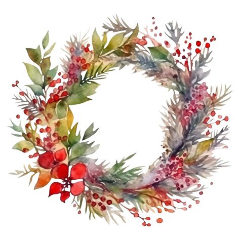 Premium Vector Watercolor Illustration Of A Christmas Wreath Ai Generated