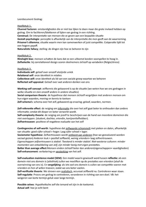 Gedrag Leerdocument Samenvatting Social Psychology Leerdocument