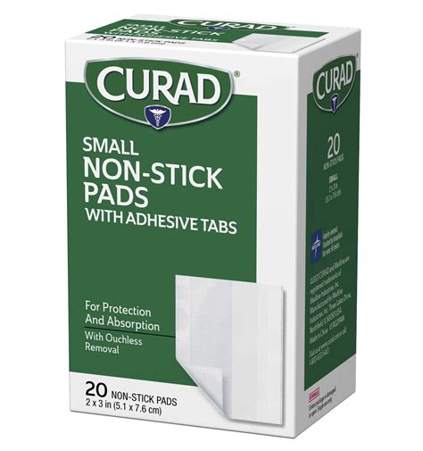 Non Stick Pads With Adhesive Tabs 2 X 3 20 Count Curad Bandages