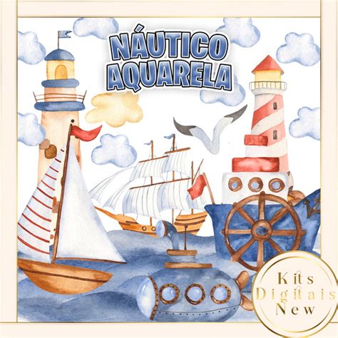 Marinheiro Náutico Aquarela Kit Digital Elo7 Produtos Especiais