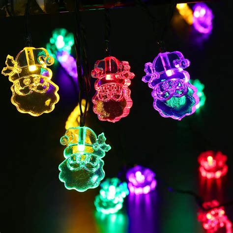 Binval Leds Santa Claus Shape Solar String Lights Solar Powered