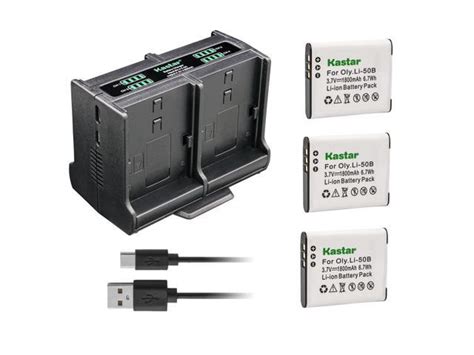 Kastar 3 Pack Battery And Quadruple Charger Compatible With GE GB 50A