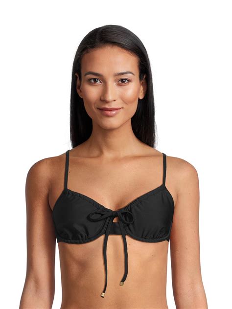 Time And Tru Women S And Women S Plus Tie Front Underwire Bikini Top