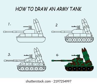 Step By Step Draw Tank Drawing Stock Vector (Royalty Free) 2197254997 ...