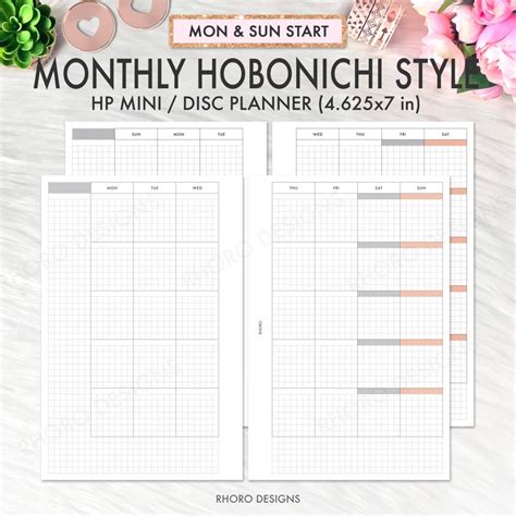 Happy Planner Mini Monthly Printable Monthly Grid Printable Etsy