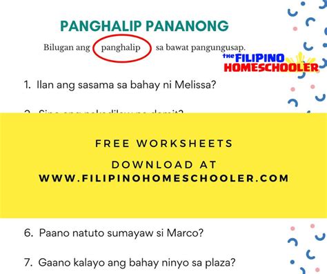 Panghalip Pananong Worksheets Set 1 — The Filipino Homeschooler