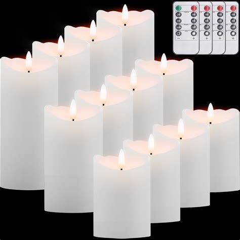 12 Pack Flickering Flameless Pillar Candles Battery