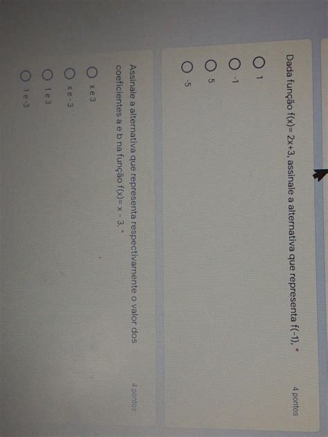 1° Dada Função F X 2x 3 Assinale A Alternativa Que Representa F 1