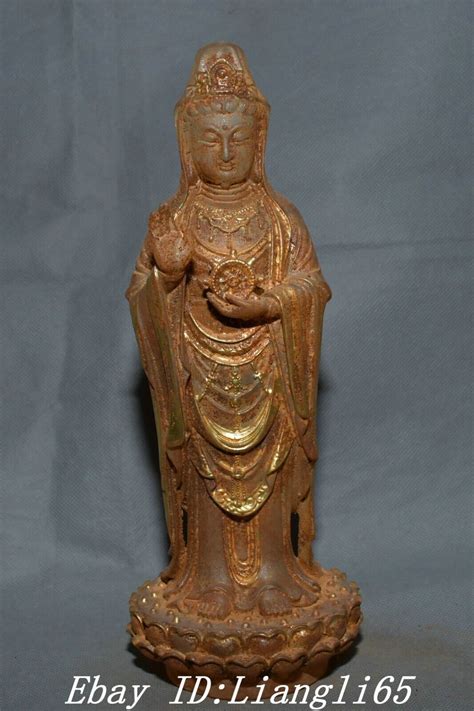 9 Crystal Gilt Stand Lotus Kwan Yin GuanYin Quanyin Goddess Buddha