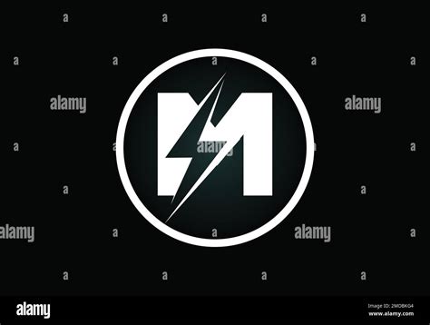 Initial M Letter Logo Design With Lighting Thunder Bolt Electric Bolt