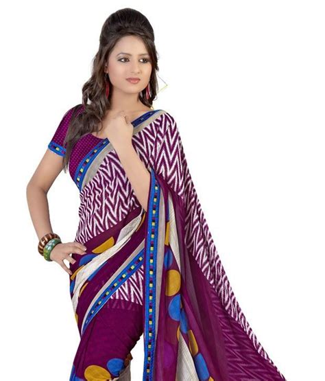 Fabdeal Pink Printed Semi Chiffon Saree Buy Fabdeal Pink Printed Semi