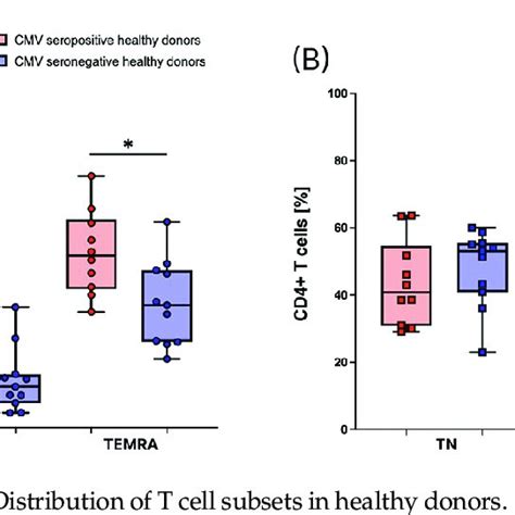 Distribution Of T Cell Subsets In Healthy Donors Tn Tcm Tem And