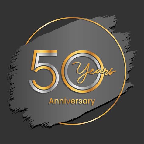 Logotipo del 50 aniversario número de oro y plata concepto de línea