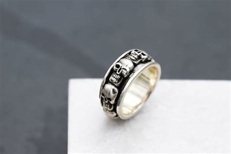 Sterling Silver Skull Spinning Band Ring Sterling Sk Gem