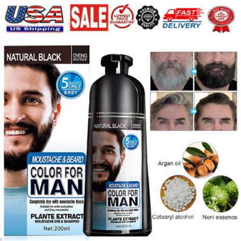 Beard Dye For Men Darkening Beard Shampoo Hair Moustache Coloring Cream 200ml Ebay