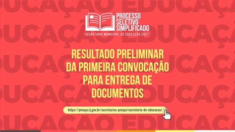 Educa O Divulga Resultado Preliminar De Convoca O Para Entrega De