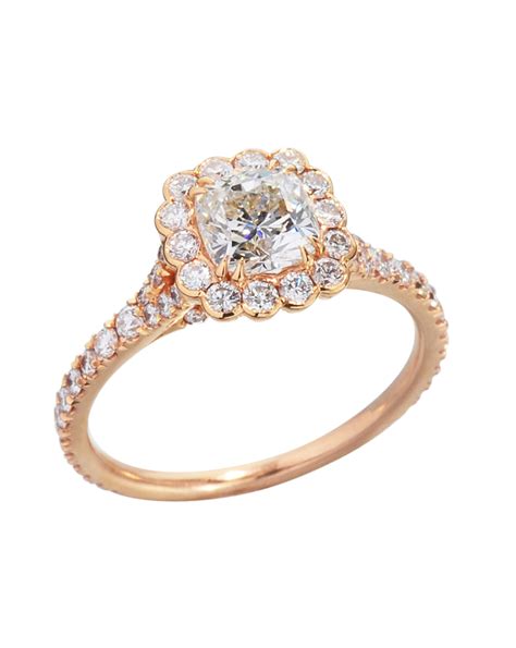 Rose Gold Cushion Cut Diamond Halo Engagement Ring - Turgeon Raine