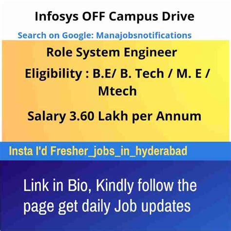 Infosys Off Campus Drive System Engineer