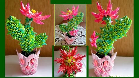 How To Make 3d Origami Paper Cactus Cacto Peyote Tutorial Youtube