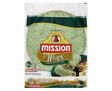 Mission Wraps Garden Spinach Herb Tortillas 15 Oz 6 Ct Pack Of 2