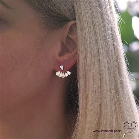 Boucles D Oreilles Contour Dessou Lobe Plaqu Or Zirconium Tendance