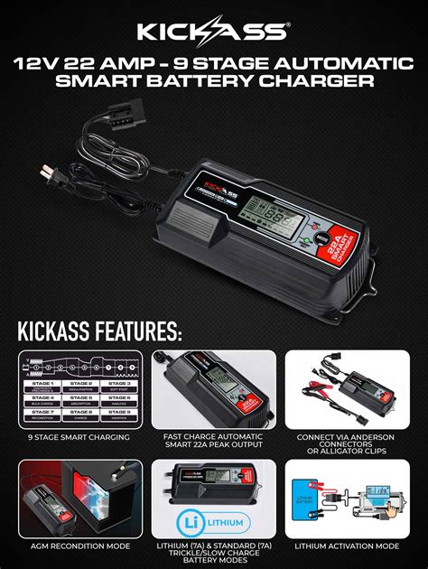 Kickass A Stage Smart V Acdc Battery Charger For Agm Lead Acid