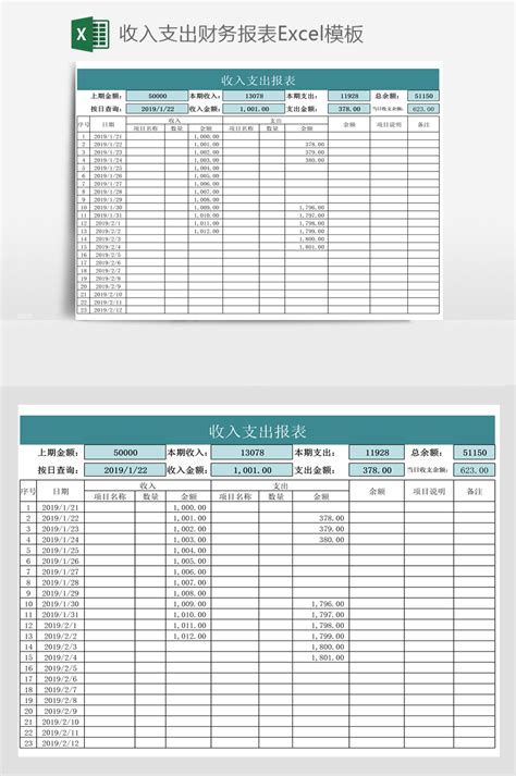 收入支出财务报表Excel模板 当图网