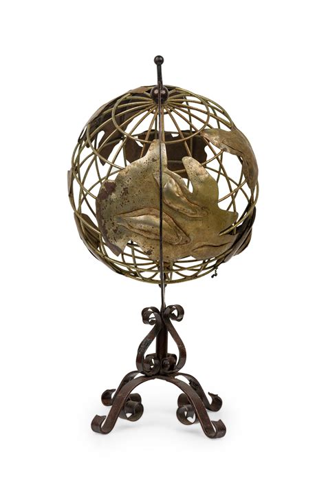 Contemporary american rotating metal globe on stand