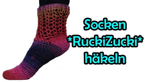 Socken RuckiZucki häkeln Romy Fischer Häkelanleitung YouTube