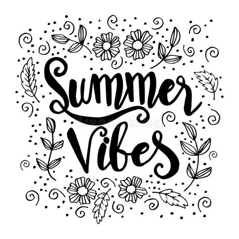 Summer Vibes Hand Drawn Vector Lettering Phrase Stock Vector