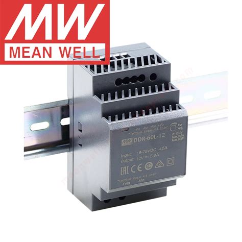 Original Mean Well Ddr Series 60w Din Rail Type Dc Dc Converter Meanwell 9~36vdc18~75vdc Input