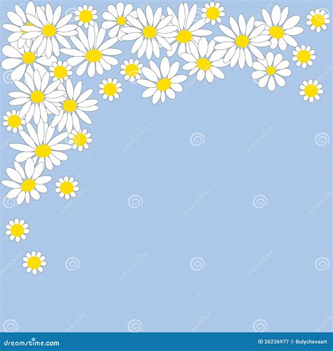 Many Daisies On A Blue Background Stock Vector Illustration Of