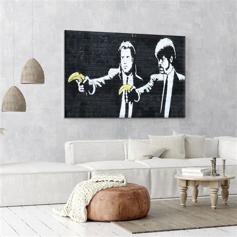 Banksy Pulp Fiction Banana Guns Canvas Print And Poster Canvas Art Rocks