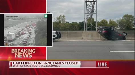 Car Flips Over In I 670 Crash Closing Lanes Youtube