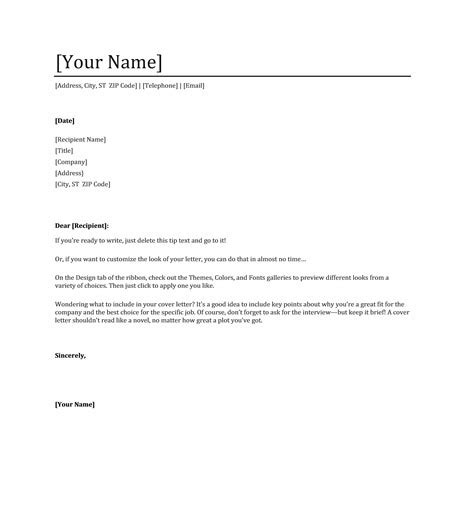 Cover Letter Template Word Doc Template Business