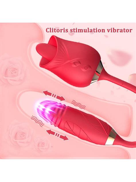 Rose Shape Double Headed Vagina Sucking Telescopic Vibrator Nipple