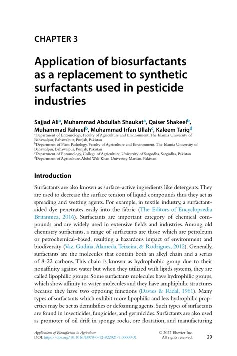 Pdf Application Of Biosurfactants As A Replacement To Synthetic