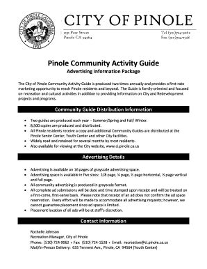 Fillable Online Advertising Application City Of Pinole Fax Email