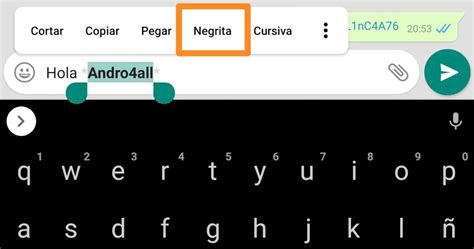 WhatsApp cómo escribir con negritas texto tachado cursivas y más