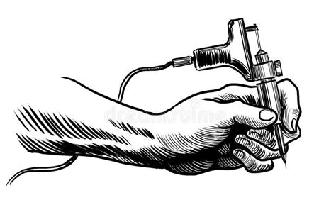 Hand Holding a Tattoo Machine Stock Illustration - Illustration of ...