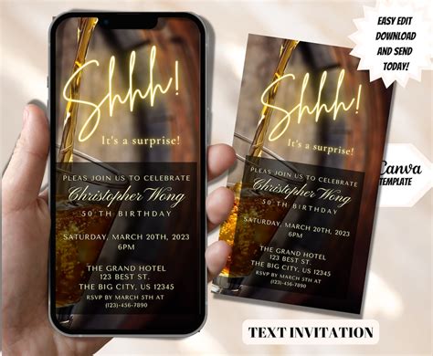 Electronic Mens Surprise Birthday Invitation Digital Surprise Party