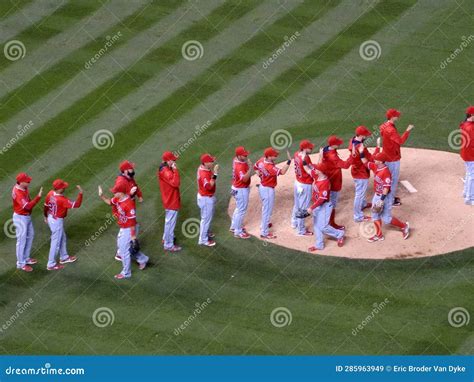 Angels Vs Rockies Baseball Game From The Outfield Bleachers With Field