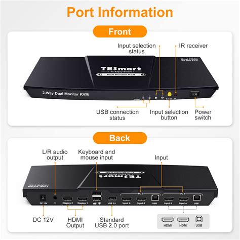 Buy Tesmart Hdmi Kvm Switch 2 Port Dual Monitor Extended Display Uhd